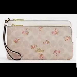 Coach Beige Floral Wristlet